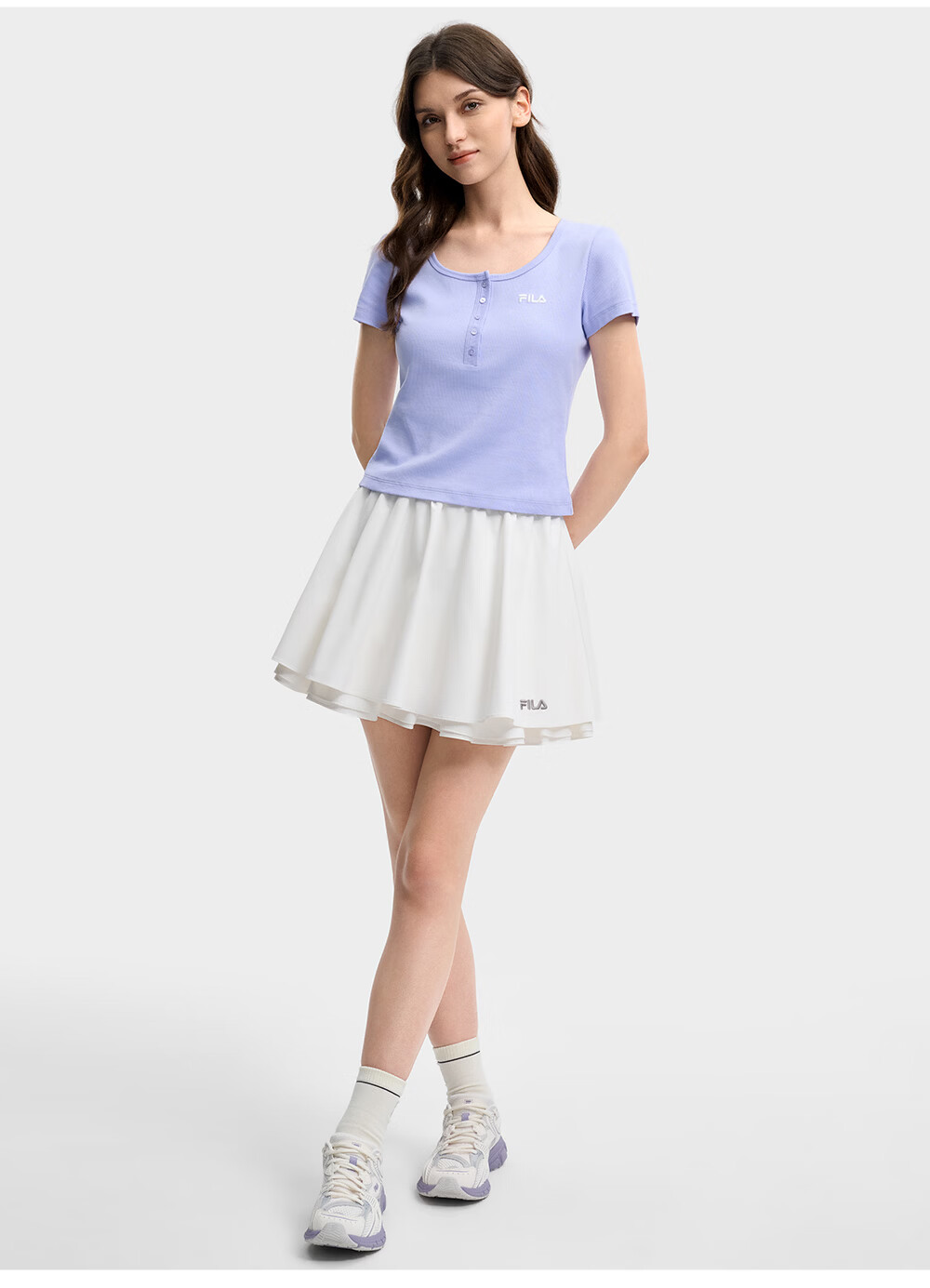 FILA Official Women's Knitted Short Sleeve Shirt 2026 Summer New Fashion Simple Slim Fit T-Shirt 19
