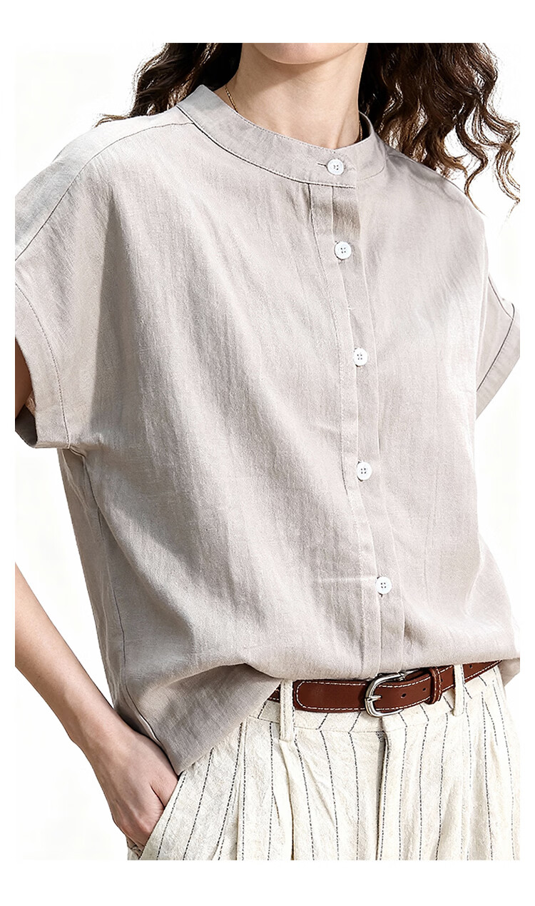 ENC Women's Relaxed Fit Short Sleeve Shirt Flutter Sleeve Simple High-End Summer New Lightweight Breathable Casual Versatile Top 15