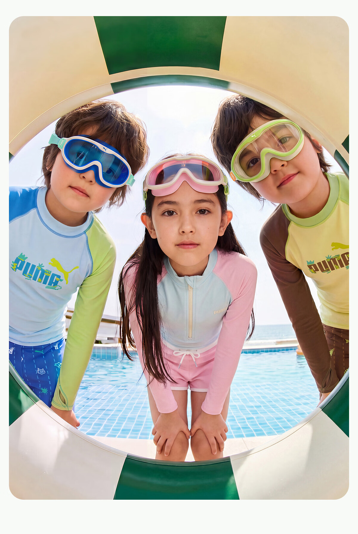 PUMA Kids Swimming Goggles Large Frame HD Lenses Long-Lasting Anti-Fog UV Protection Adjustable Strap Unisex 24