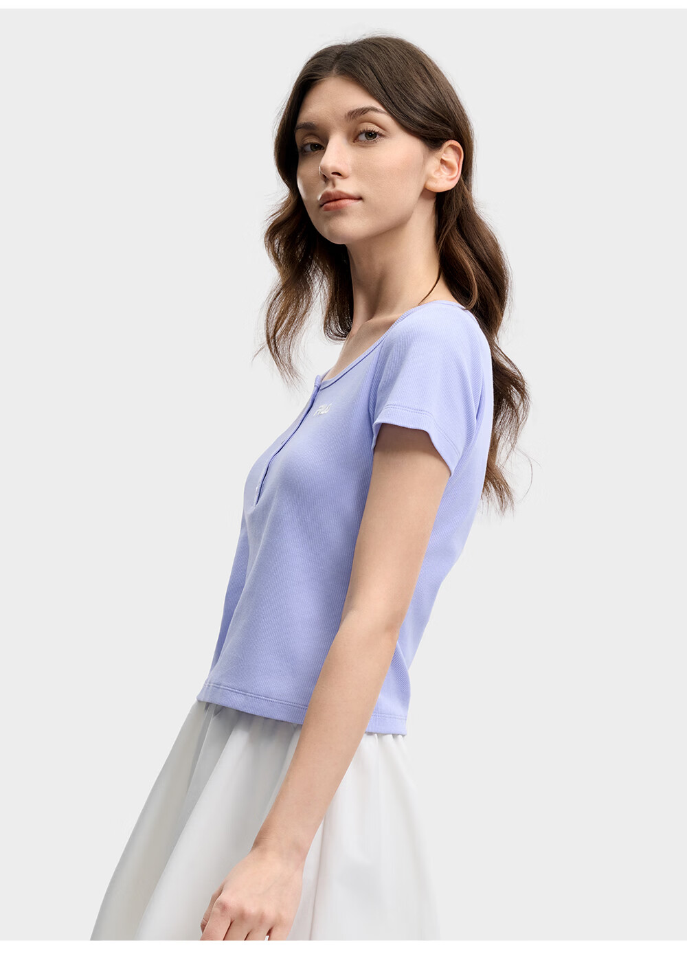 FILA Official Women's Knitted Short Sleeve Shirt 2026 Summer New Fashion Simple Slim Fit T-Shirt 18