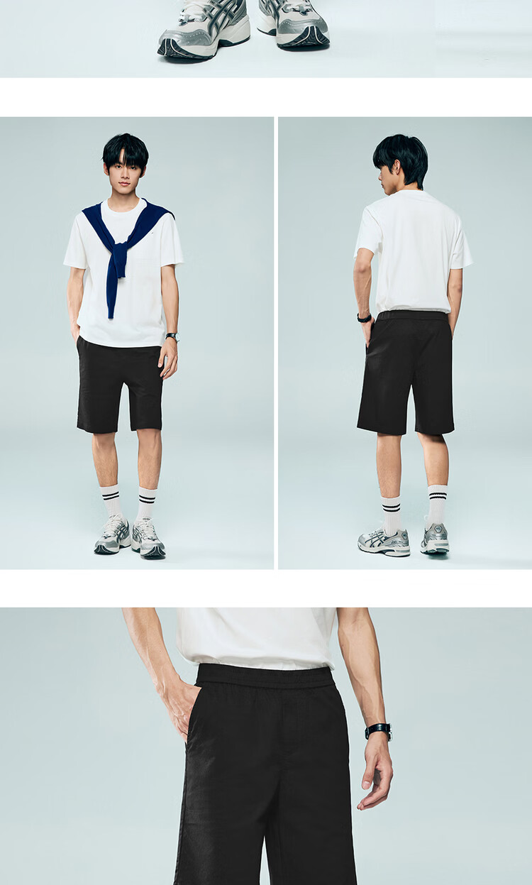 Giordano Men's 2026 Summer New Solid Color Stretch Cotton Elastic Waist Casual Shorts 13106308 15