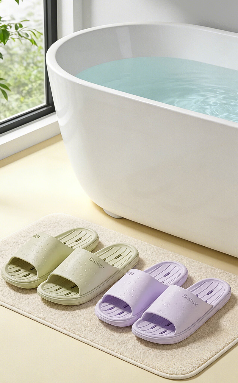 Beidouyang Summer Bathroom Cool Slippers Unisex Indoor EVA Odorless Quick-Dry Non-Slip Black Size 36-37 4