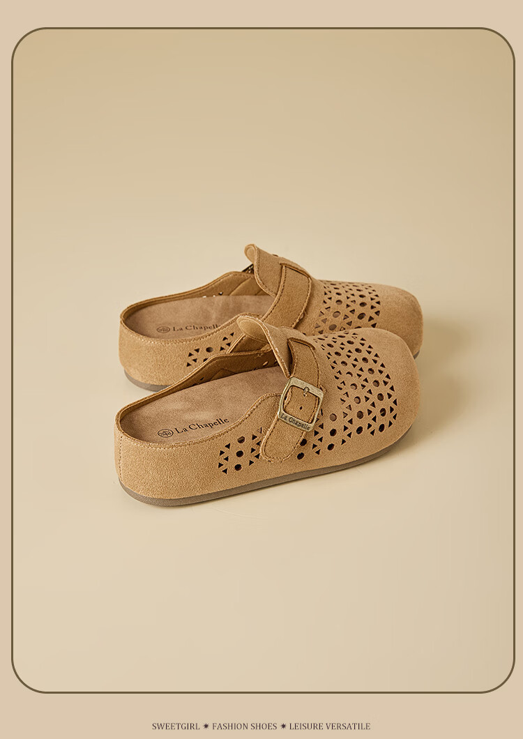 La Chapelle Women's Birkenstock Style Summer Hollow Breathable Soft Sole Retro Outdoor Open Toe Slippers XZX798 Camel 38 18
