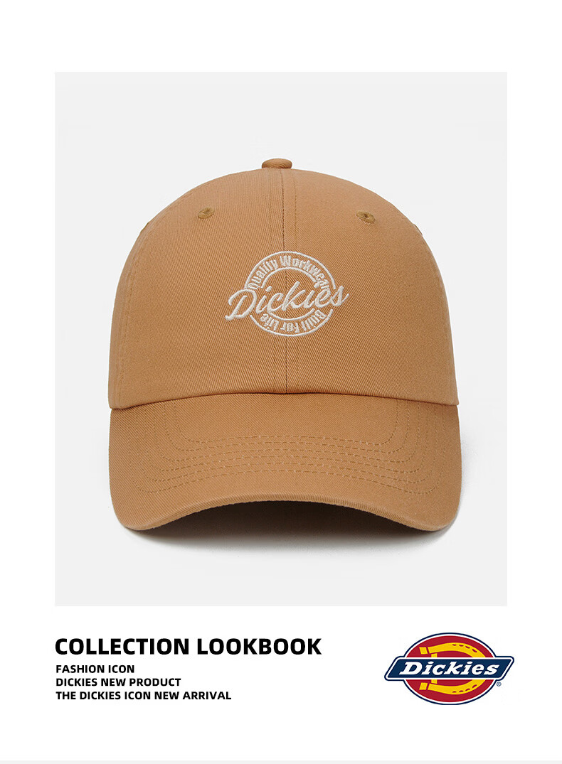 Dickies Embroidered Letter Baseball Cap Soft Top Hat Unisex New Large Head Circumference Slim Face Sun Protection Visor Cap Navy Blue 14