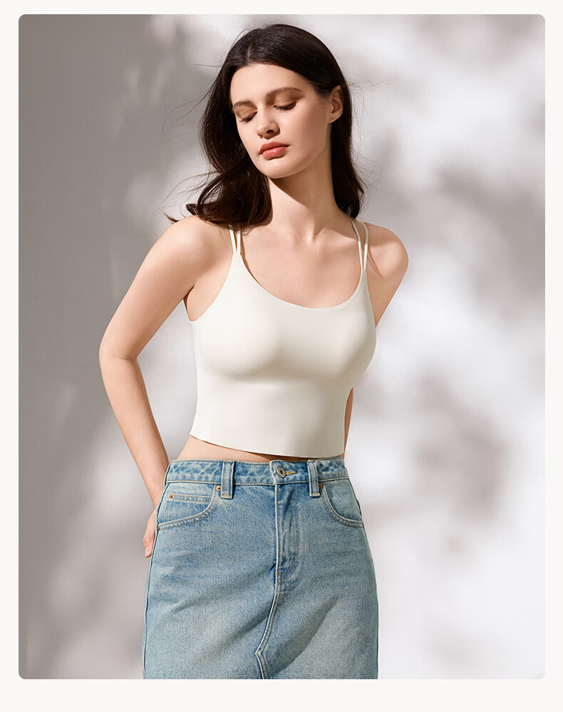 Manifen Lace Back Strap Tank Top Women Summer Cooling Sun Protection Inner Wear Outer Wear with Cup Wireless Integrated Bra Base Layer 17
