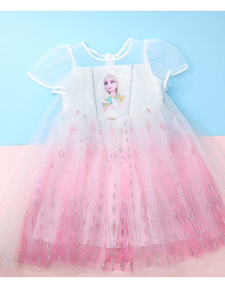 Disney Elsa Girls Summer Dress Frozen Princess Dress Stylish Kids Dress 10