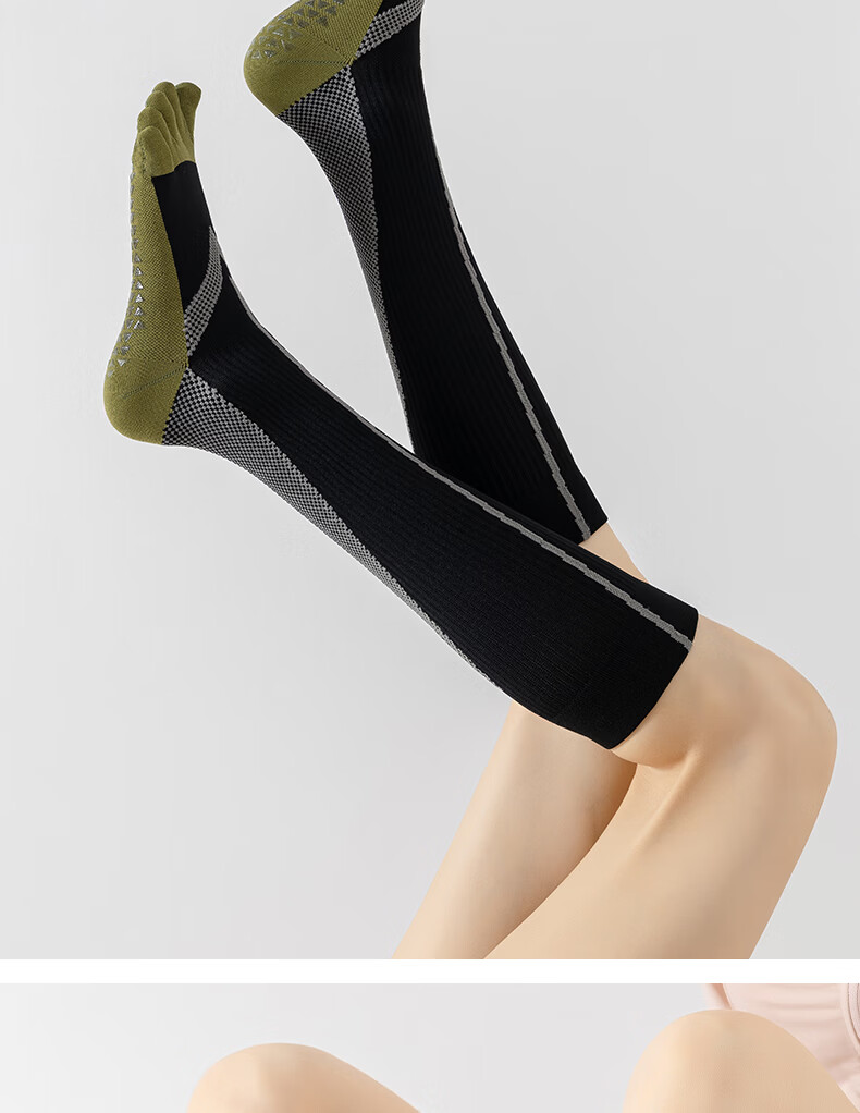 Free Style Professional Yoga Five-Toe Calf Compression Socks Outdoor Fitness Hiking Cycling Varicose Vein Anti-Slip Knee-High Socks 23