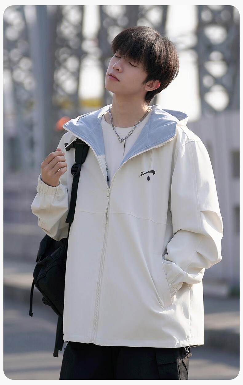Guirenniao Reversible Jacket Men Spring Autumn New American Workwear Hooded Jacket Men Clothing Yao Ye Black S 15
