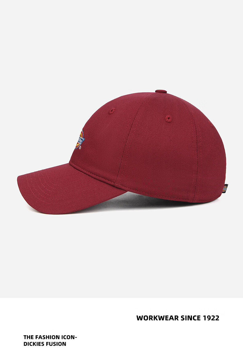 Dickies Unisex Soft Top Baseball Cap Burgundy Outdoor Sports Breathable Sunshade Hat 24