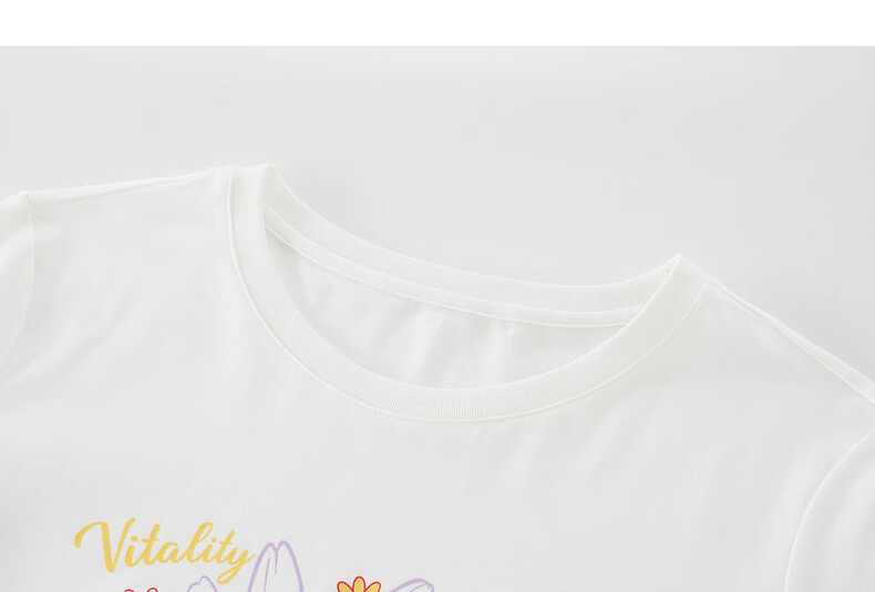 Sllsky Korean Style Floral Print Shoulder T-Shirt Women 2026 Summer New White Round Neck Short Sleeve Top 25