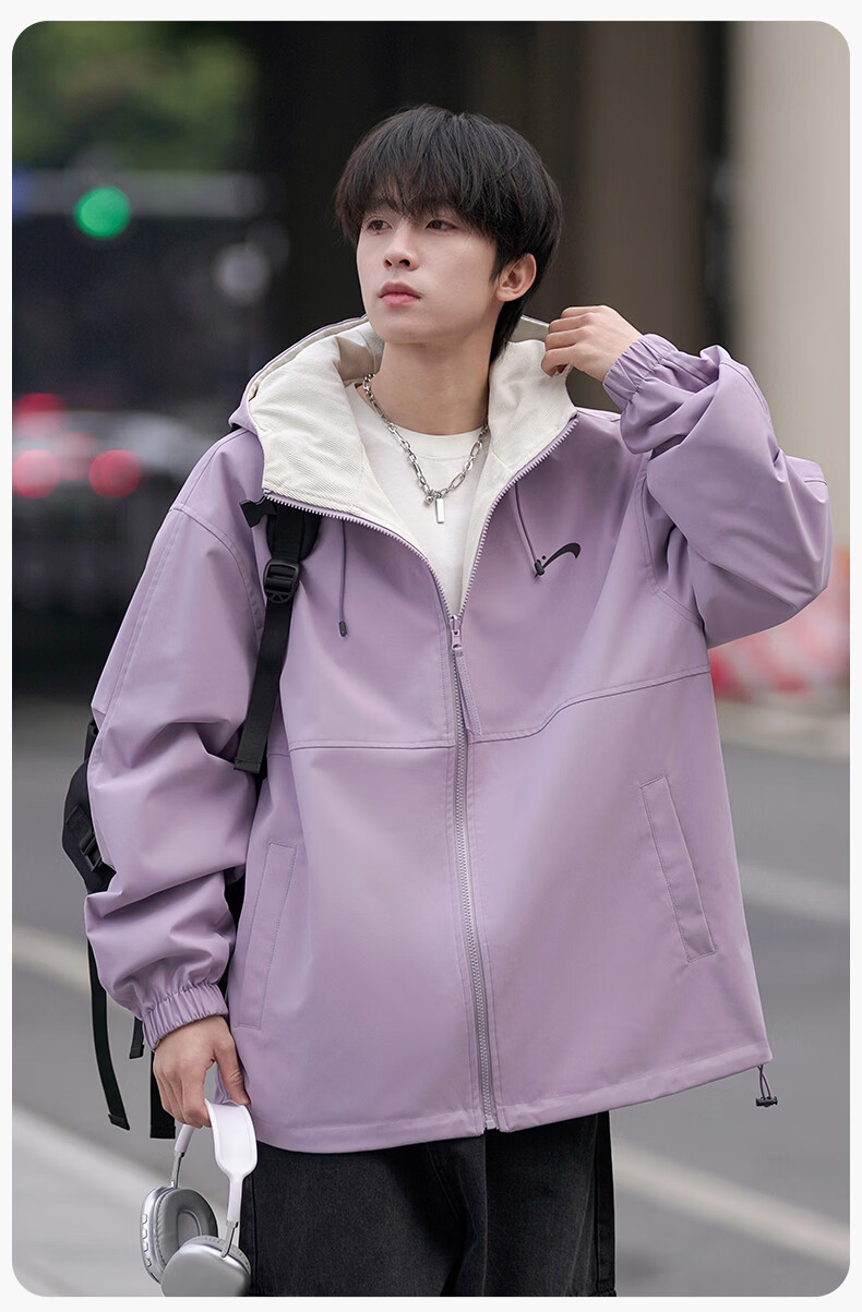 Guirenniao Reversible Jacket Men Spring Autumn New American Workwear Hooded Jacket Men Clothing Yao Ye Black S 20