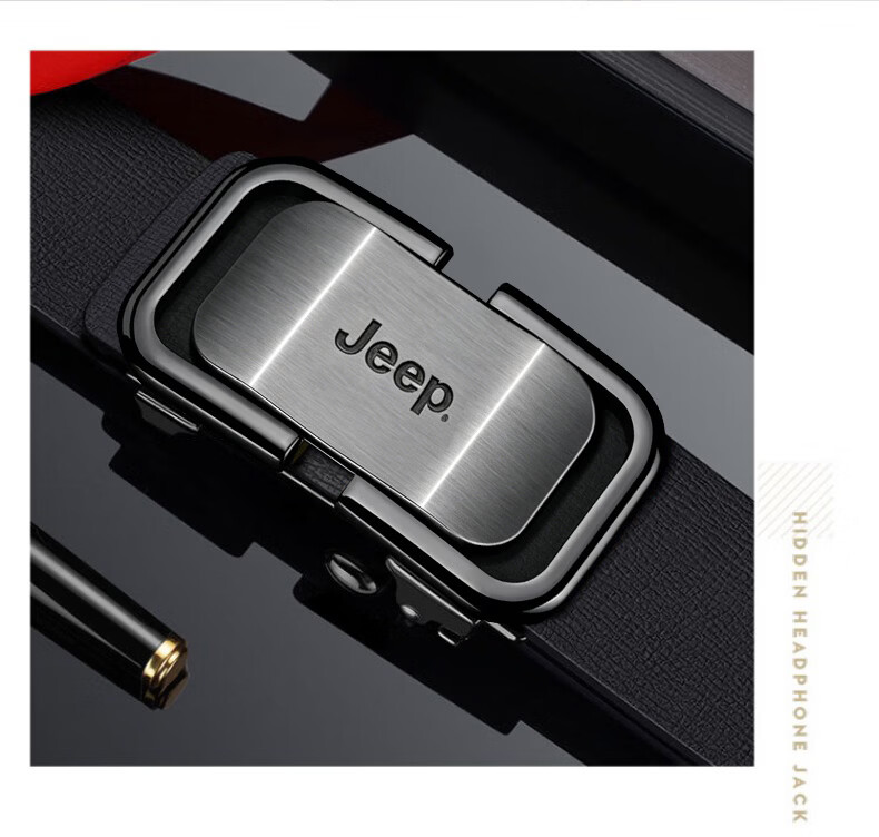 JEEP Men's Genuine Leather Automatic Buckle Toothless Inner-Wear Waist Belt 2026 New Father's Day Gift for Dad 15