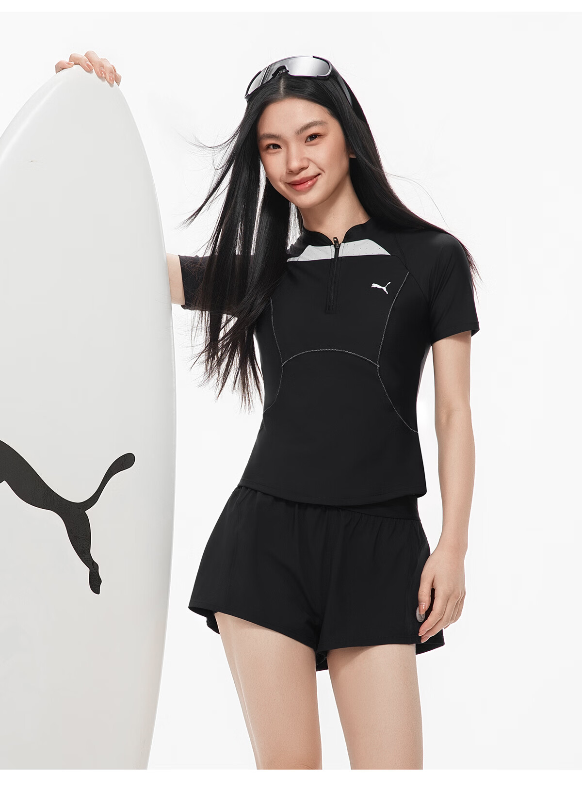 PUMA Women's Two-Piece Swimwear UV Protection High Elasticity Comfortable Durable Casual Beach and Hot Spring Swimsuit 32