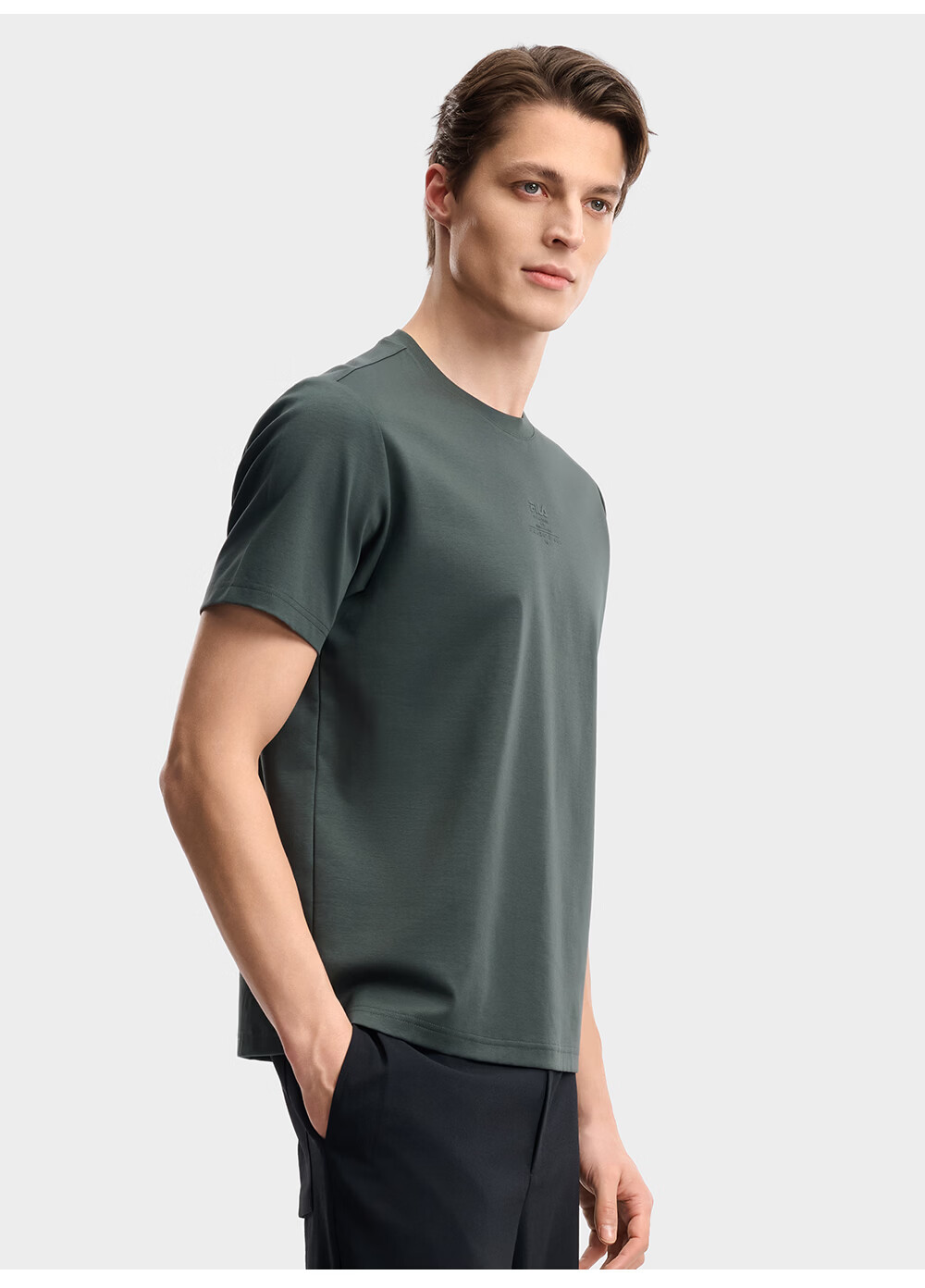 FILA Official Men's Knitted Short Sleeve Shirt 2026 Summer New Simple Casual Basic Versatile T-Shirt 7