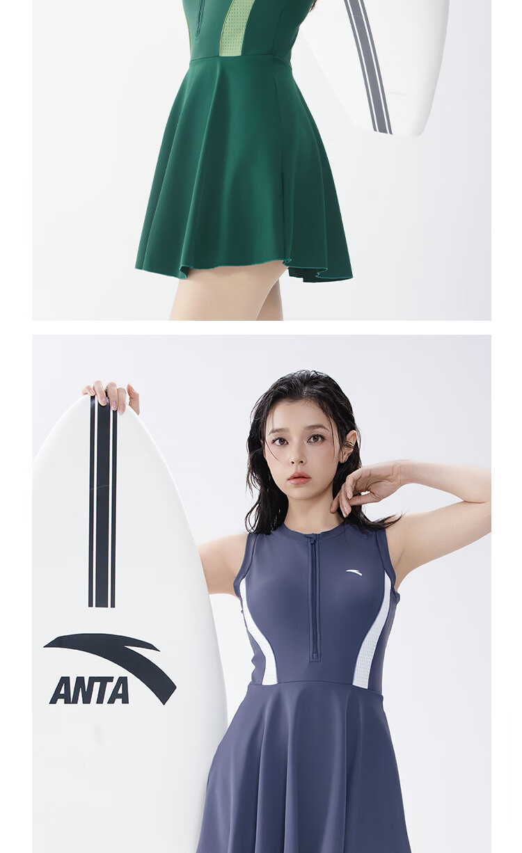 Anta 2026 New Slim Waist Sleeveless One-Piece Swimsuit for Women Dark Gray XL 15
