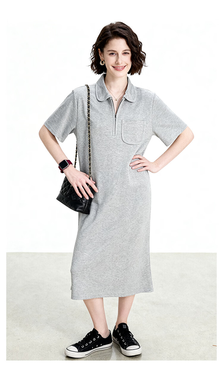 ENC Dress Polo Collar Casual Elegant Summer New Fashion Slimming Versatile Loose Straight Dress 13