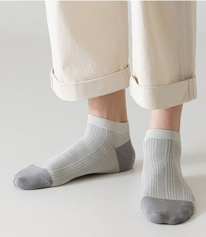 Mian Shisan Men's Short Socks Summer Thin Xinjiang Cotton Antibacterial Deodorant Mesh Breathable Low-Cut Socks 6 Pairs Pack 8