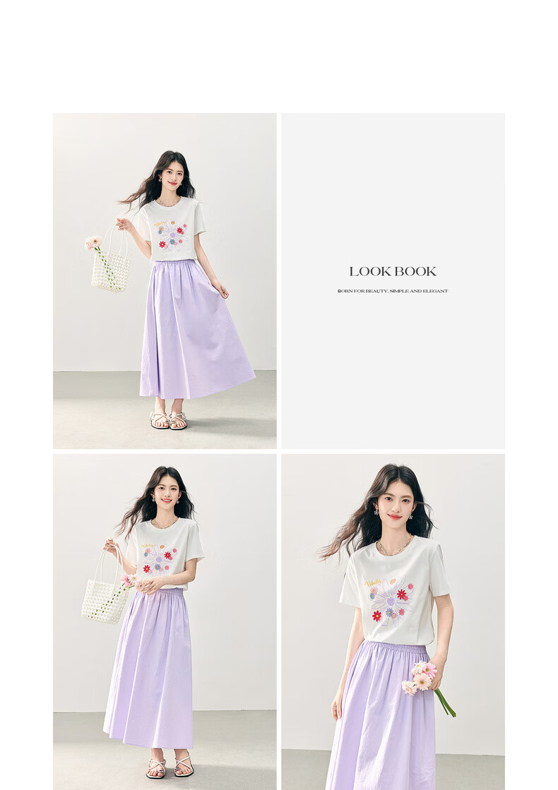Sllsky Korean Style Floral Print Shoulder T-Shirt Women 2026 Summer New White Round Neck Short Sleeve Top 18