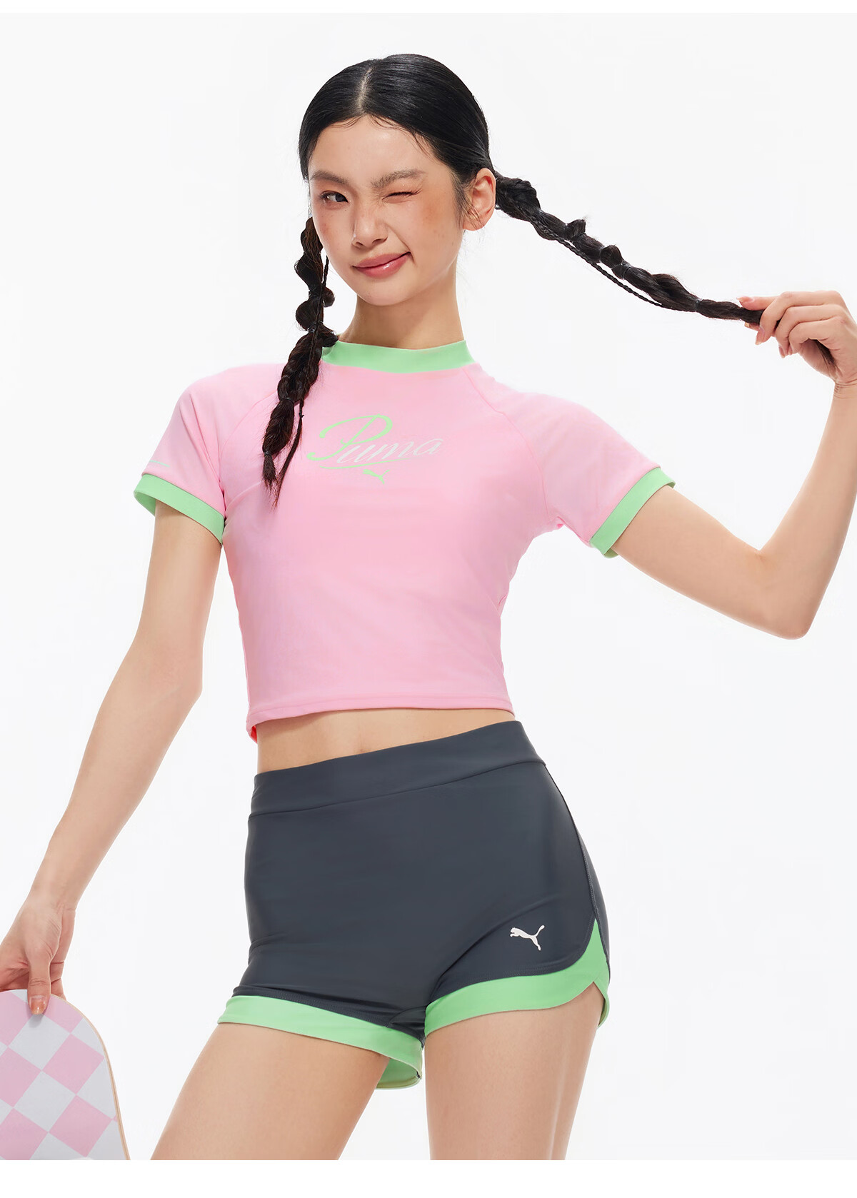 PUMA Women's Two-Piece Swimwear Split Shorts UV Protection Slim Fit High Elastic Fade-Resistant Swimsuit for Daily Outdoor Beach Swimming and Hot Springs 15