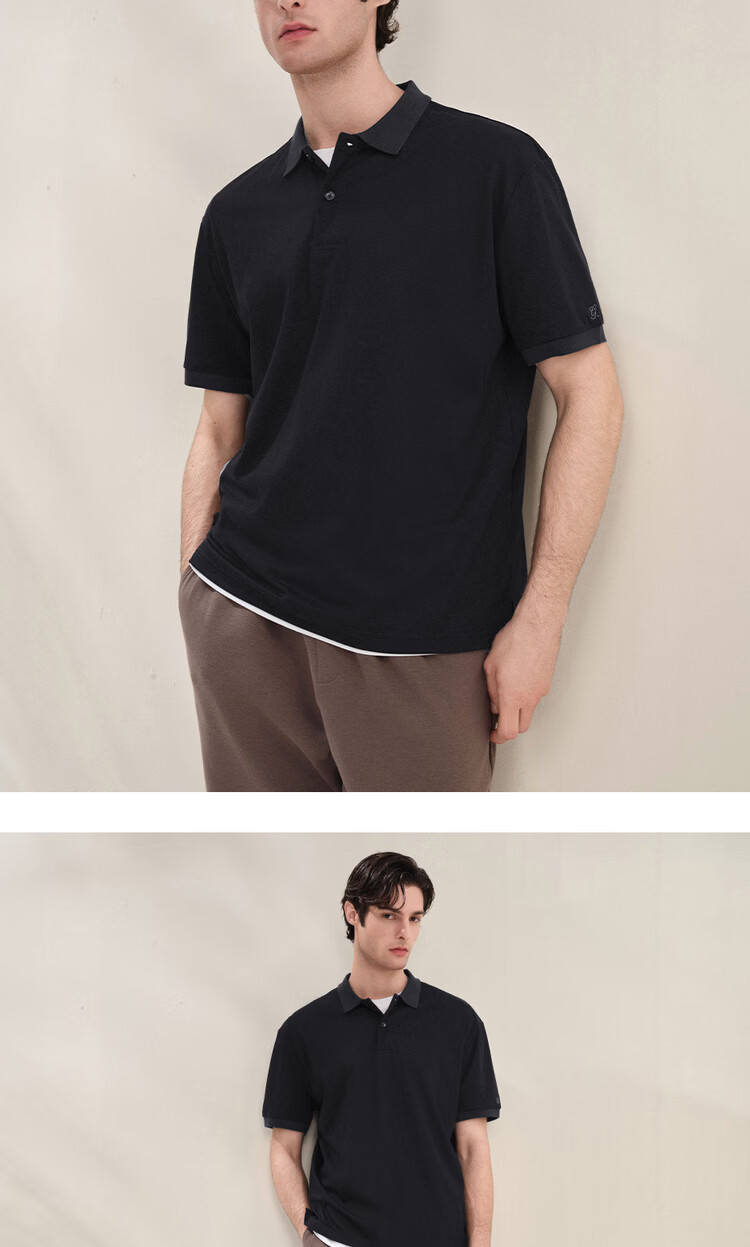 Giordano G+ 2026 Summer New Black Technology Cooling Embroidered Loose Fit Polo Shirt Men 01016461 15