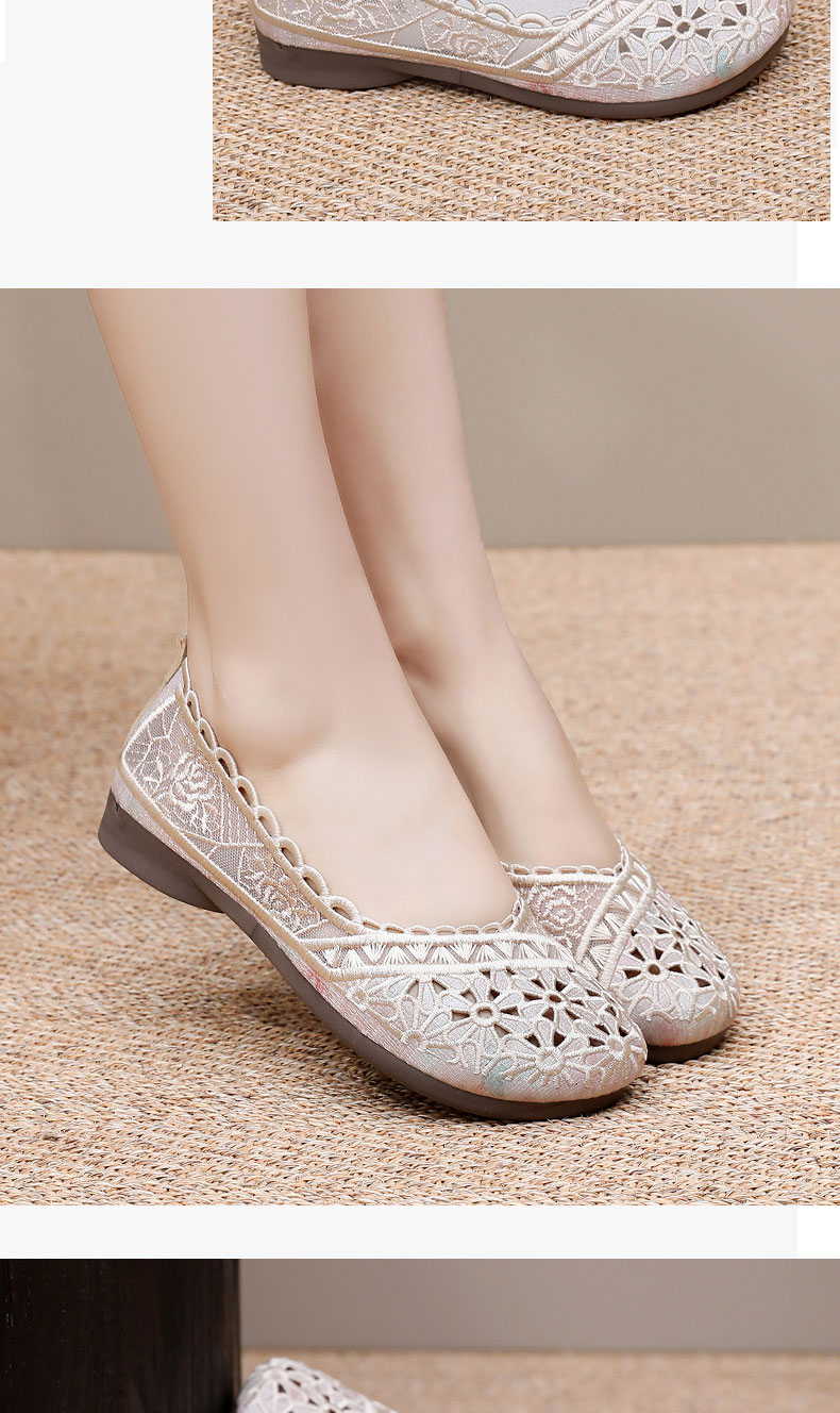 Anglerfish Old Beijing Cloth Shoes Women Summer Middle-aged and Elderly Comfortable Mom Mesh Breathable Casual Shoes A6013 Pink 38 17