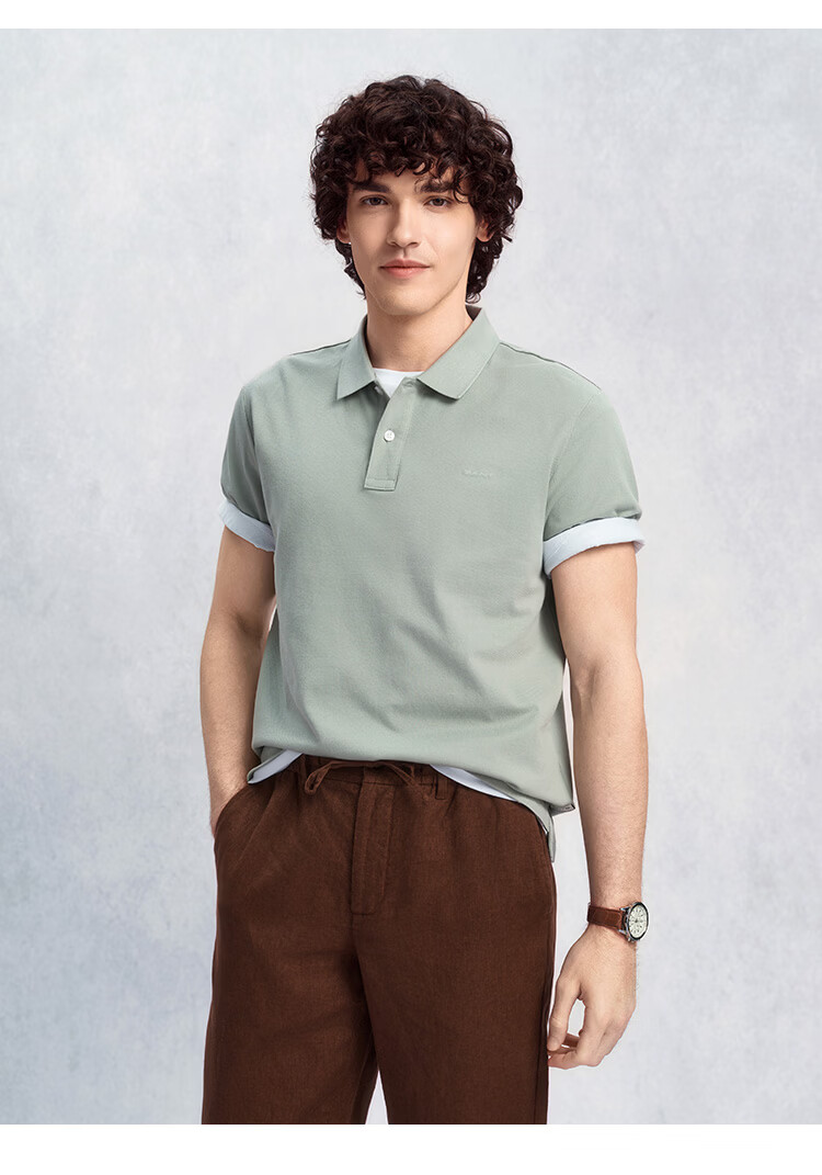 GANT Spring Summer Men's Pure Cotton Casual Polo Shirt with Turn-down Collar Commuting Short Sleeve 300-Dark Green XL 11
