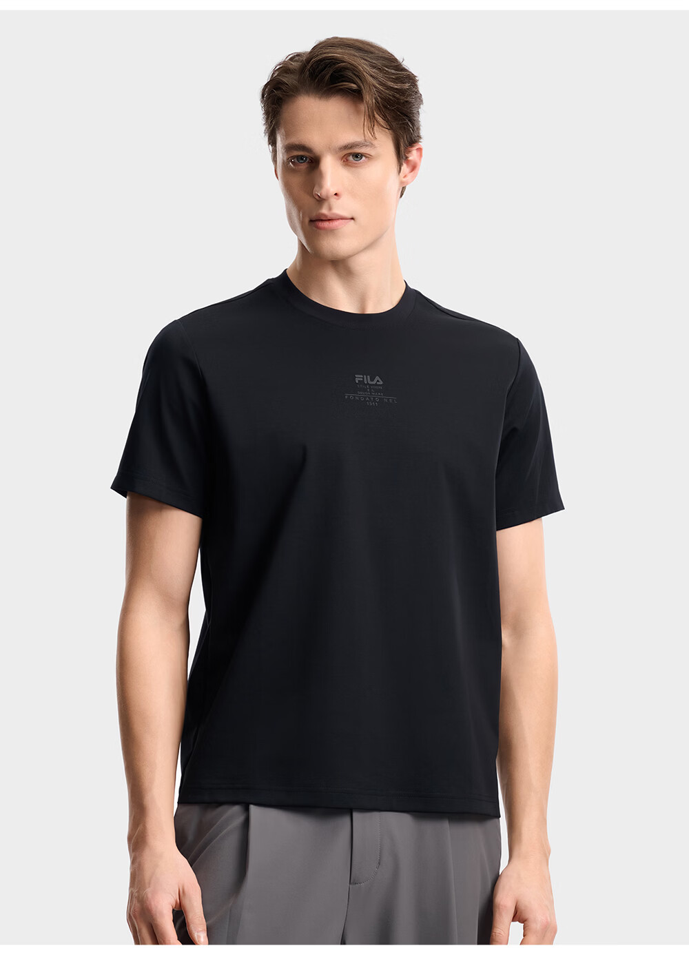 FILA Official Men's Knitted Short Sleeve Shirt 2026 Summer New Simple Casual Basic Versatile T-Shirt 15