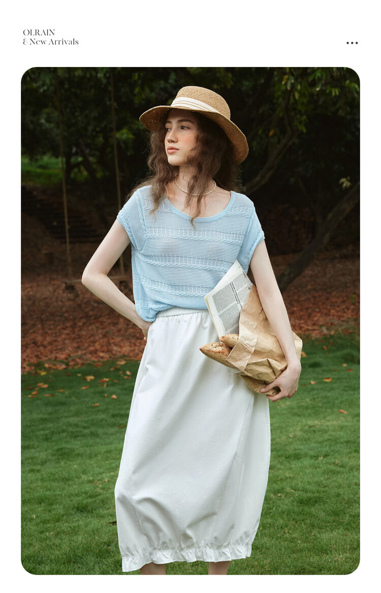 Olrain Summer New 3D Perforated Texture Cross Back Knit Vest Women Top Blue S 2