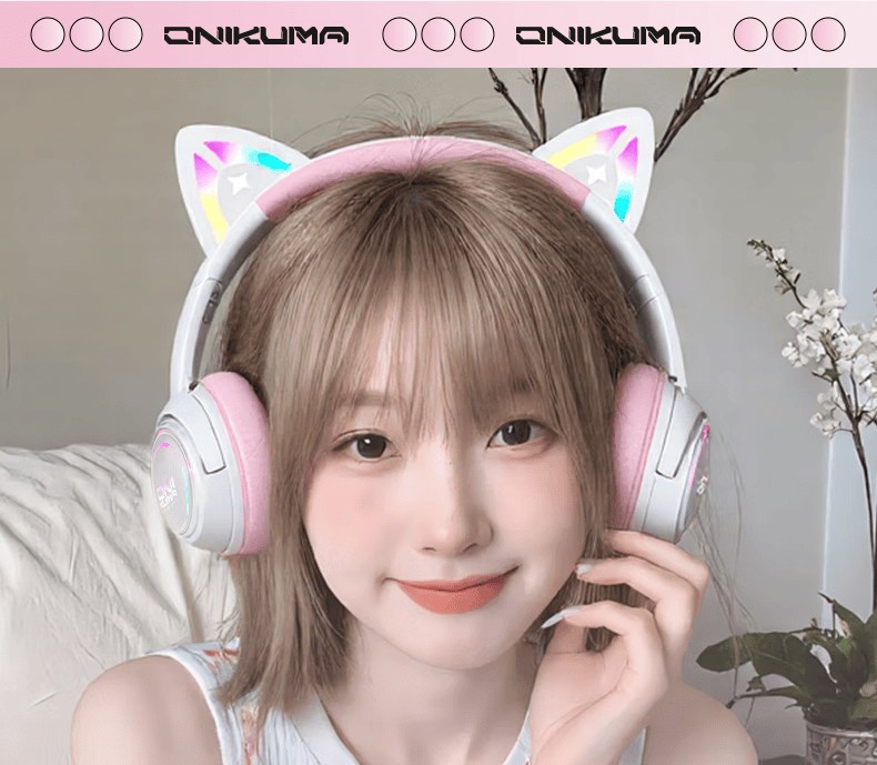 ONIKUMA Cat Ear Headphones, Wireless Bluetooth Tri-Mode, Cute High-Quality Noise-Cancelling Music Gaming E-Sports Headset with Microphone, for Huawei Android Phones And Computers, Birthday Gift 3