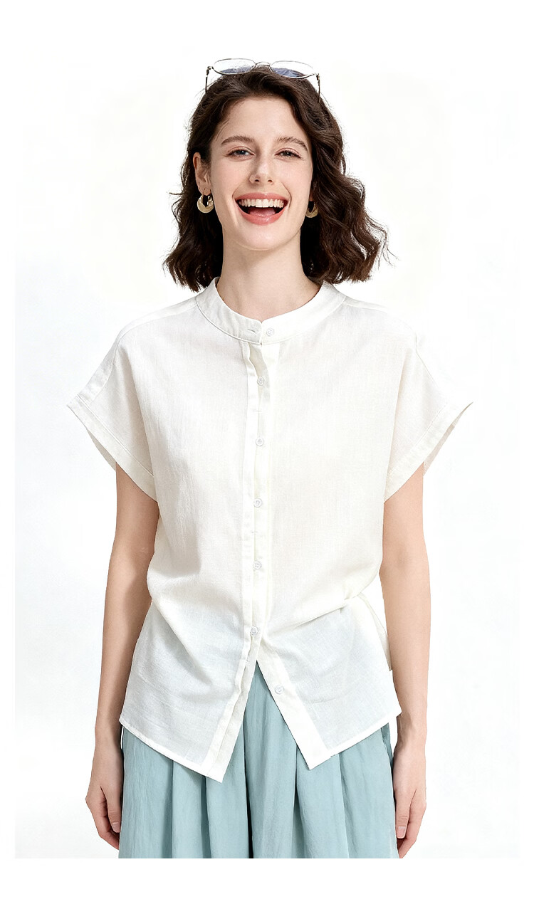 ENC Elegant Plain White Short Sleeve Shirt Literary Intellectual Style 2026 Women's Summer New Loose Comfortable Breathable Versatile Top 11