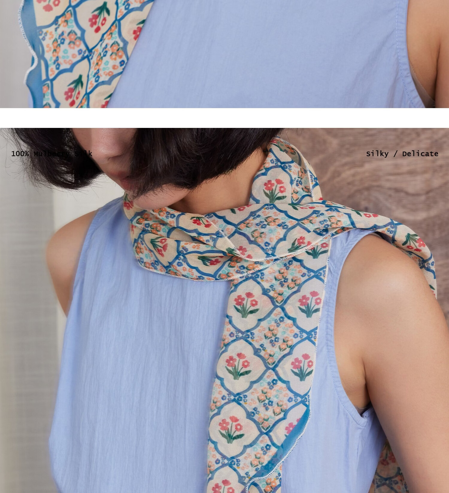 Lagur Shen Yue Same Style "Baoxiang Little Red Flower" Silk Long Scarf for Women Spring Summer Elegant Purple Pink Gift Box Set 4