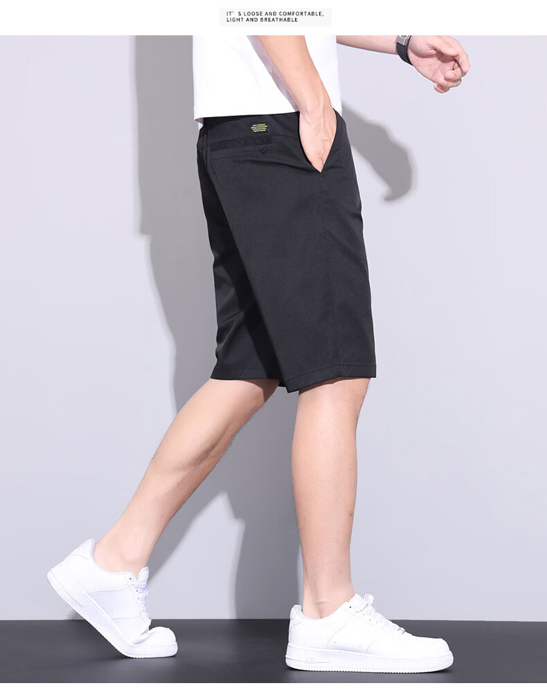 ROMON Men's Ice Silk Quick-Dry Loose Straight Casual Five-Point Shorts Summer Thin Dark Gray Size 29 23