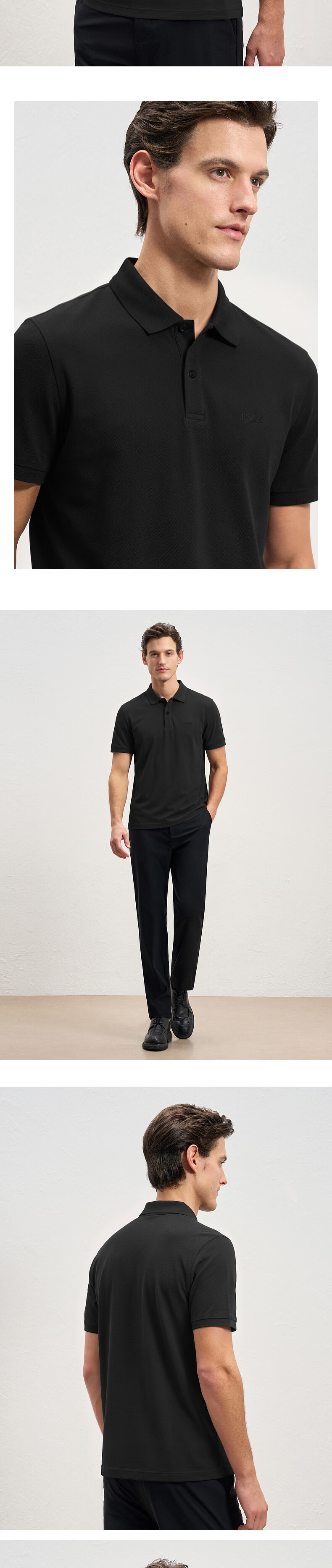EMZ Ordos Men's Short Sleeve Polo Shirt with Mulberry Silk, Quick-Dry, Breathable, Antibacterial, Business Casual 4