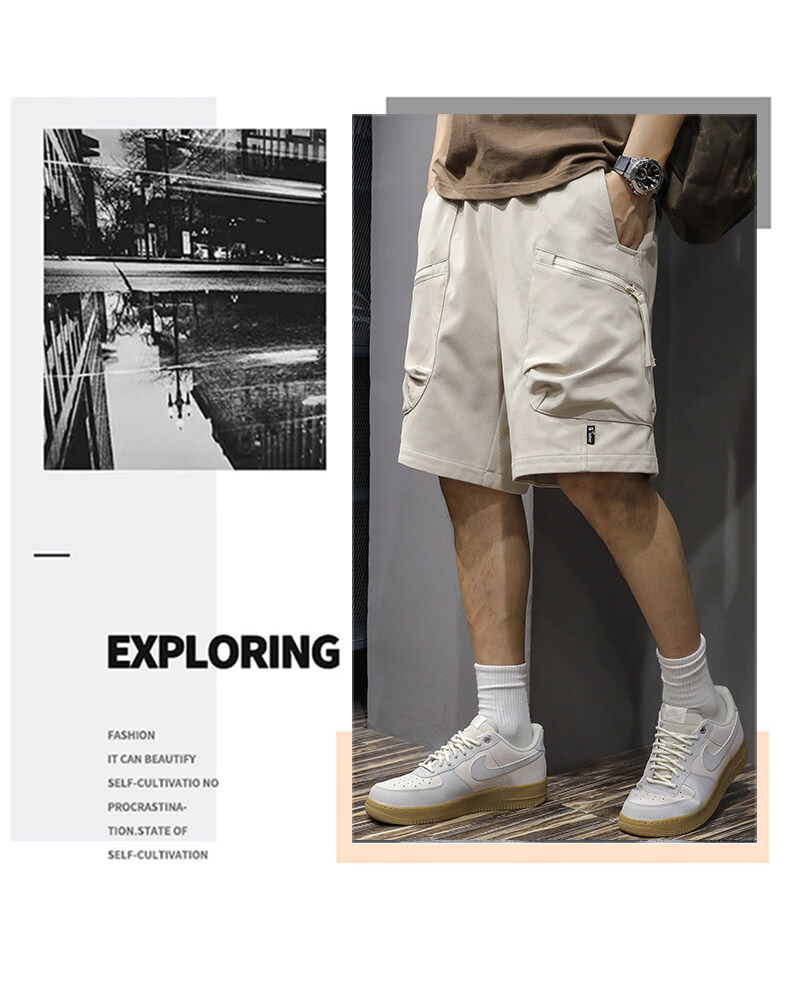 PLAYBOY Summer Lightweight Cooling Cargo Shorts Men New Ins Sports Casual Mid-Length Loose Trendy Brand 2026 Five-Point Shorts 7