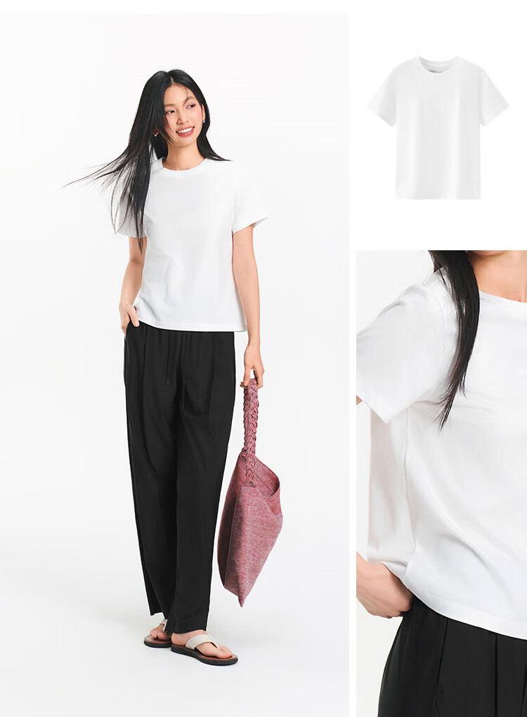 Semir Senrou Women's Summer Short Sleeve T-Shirt Letter Print Slim Fit Basic Simple Pullover Top 101325100017 5