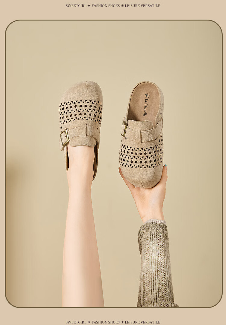 La Chapelle Women's Birkenstock Style Summer Hollow Breathable Soft Sole Retro Outdoor Open Toe Slippers XZX798 Camel 38 13