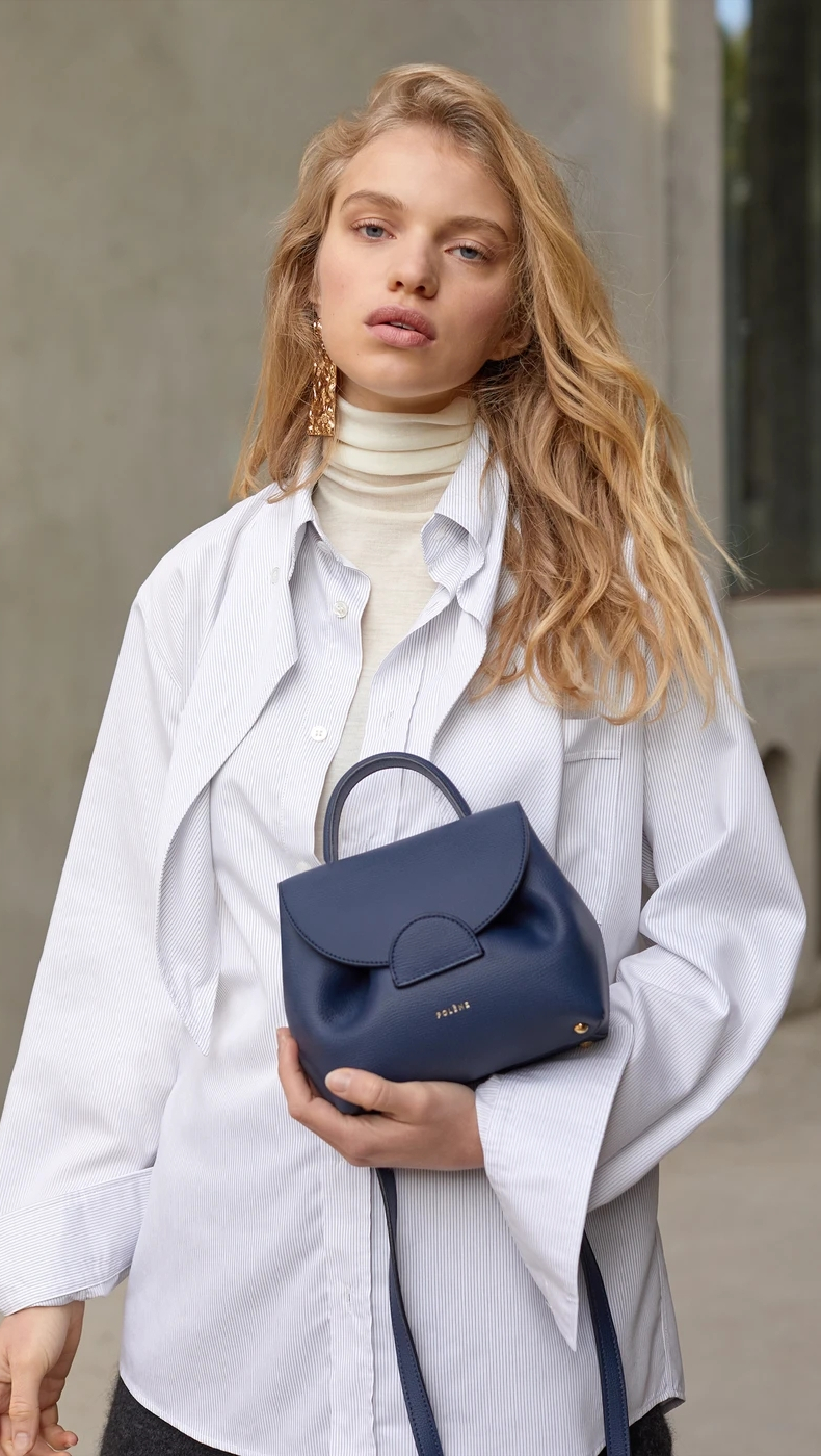 paris笑脸包包小号真皮polene笑脸包包女numberone单肩斜挎polenopari