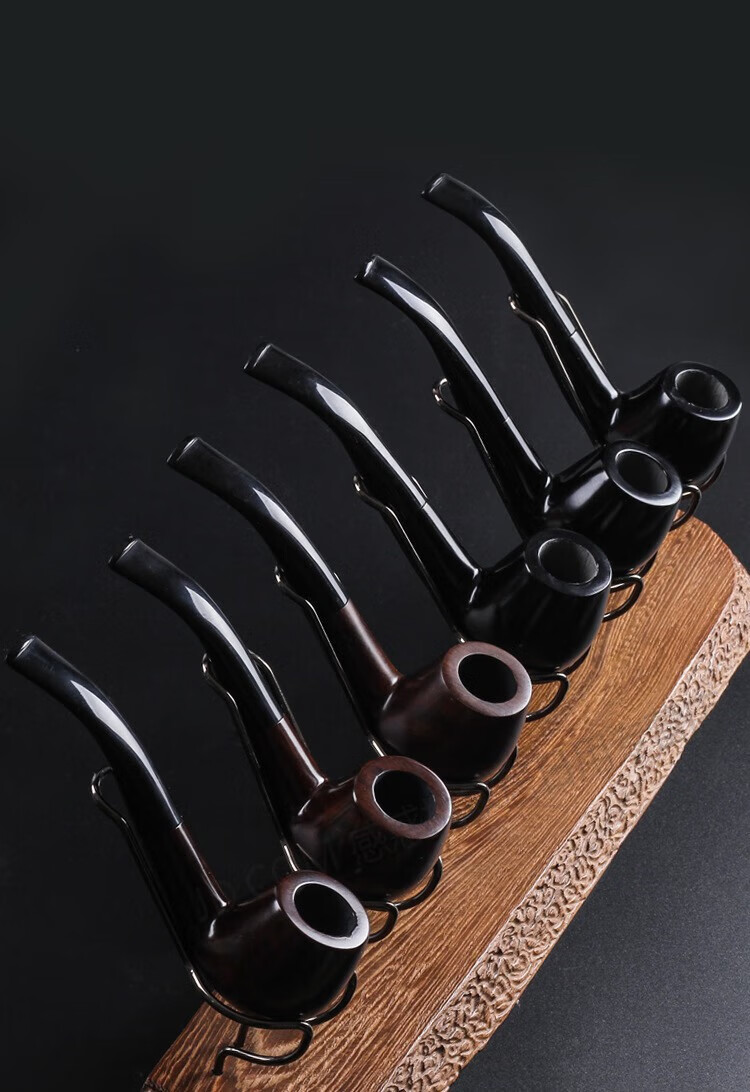 9mm活性炭过滤芯实木烟叶烟斗便携式大号烟斗男士叶子烟旱烟烟斗 木加