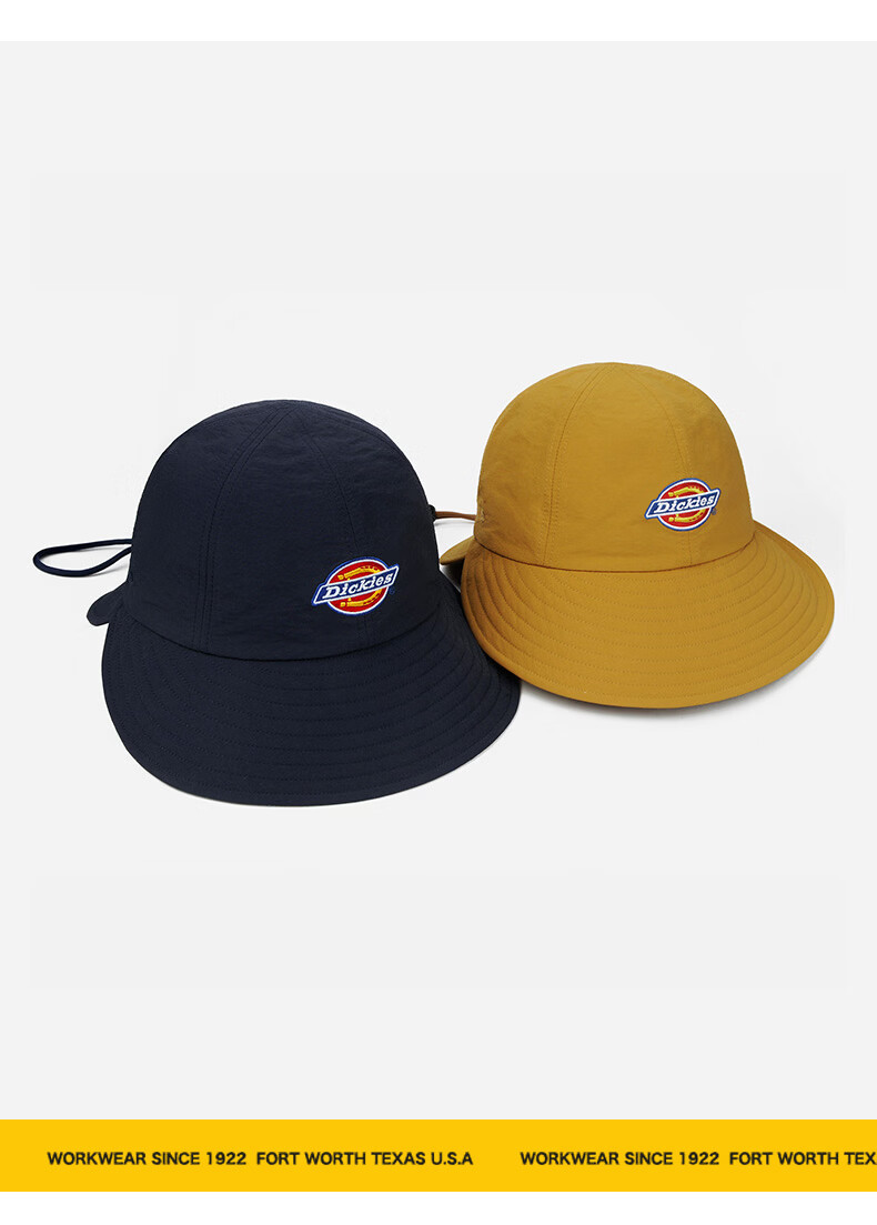 Dickies New Solid Color Double Brim Sunshade Fisherman Hat Unisex Couple Large Brim Breathable Sun Protection Hiking Cap Blue 22