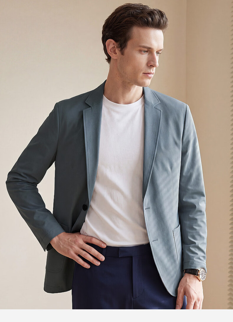 SHANSHAN High-End Sun-Protective Blazer for Men Cool Feeling Mid-Young Lapel Formal Casual Thin Jacket for Dad Father's Day 25