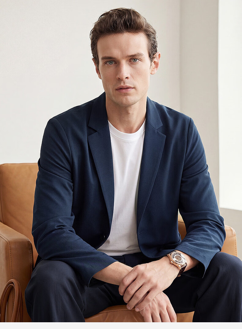 SHANSHAN High-End Sun-Protective Blazer for Men Cool Feeling Mid-Young Lapel Formal Casual Thin Jacket for Dad Father's Day 30