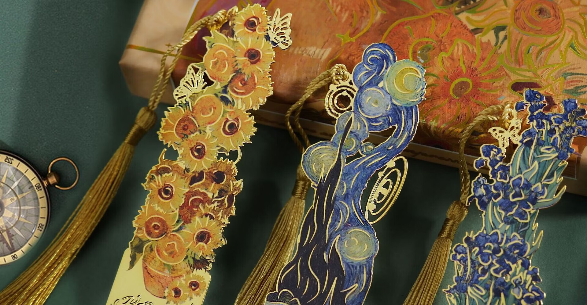 Tianshun Oil Painting Bookmark Premium Exquisite Metal Van Gogh Bookmark Classical Creative High-Value Birthday Gift for Girls Cultural and Creative Student School Reward Simple Packaging Blooming Apr 23