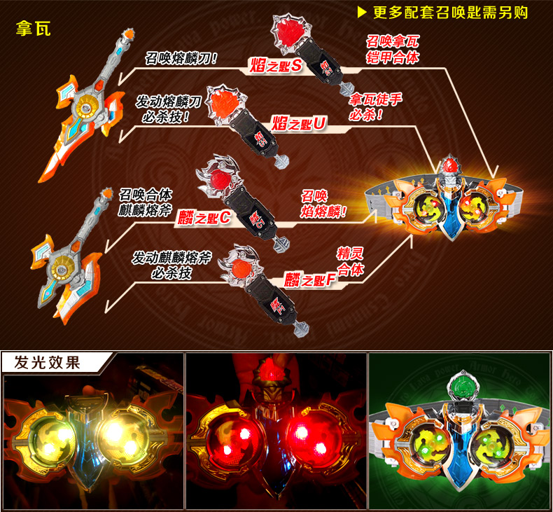 玩具战神刑天帝皇侠手办拿瓦召唤器腰带套装男孩玩具礼物霸焱枪558711