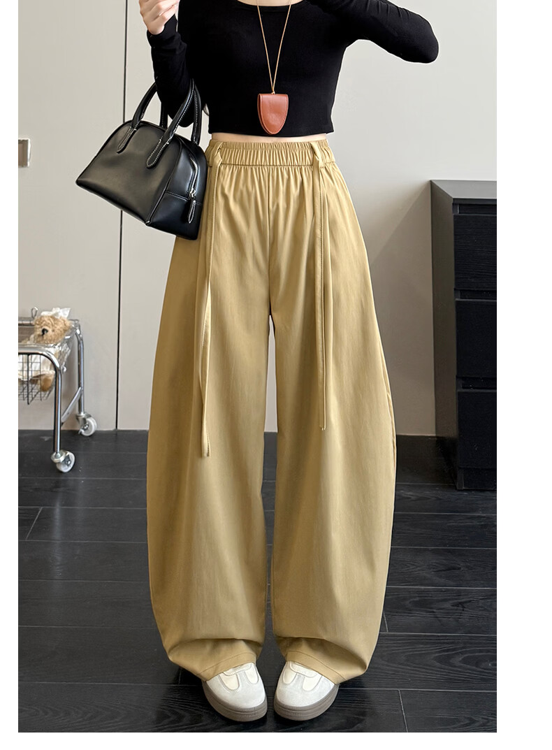 Langsha Women's Summer Thin High-Waist Wide-Leg Breathable Casual Pants Fashion Loose Slimming Trousers 15
