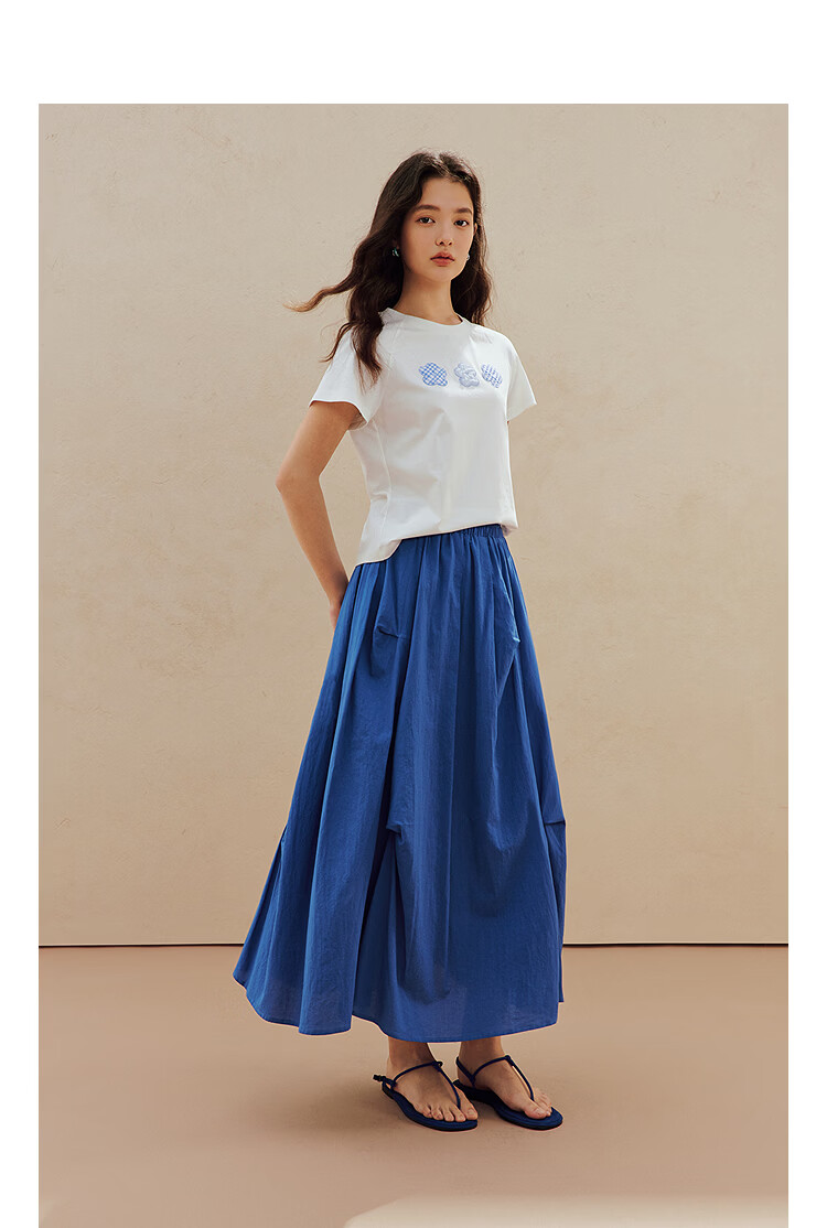 INMAN INMAN Fashion-Forward Blue And White Porcelain Klein Blue Irregular Midi Skirt, Summer 2026 Long Skirt, Klein Blue XL 4