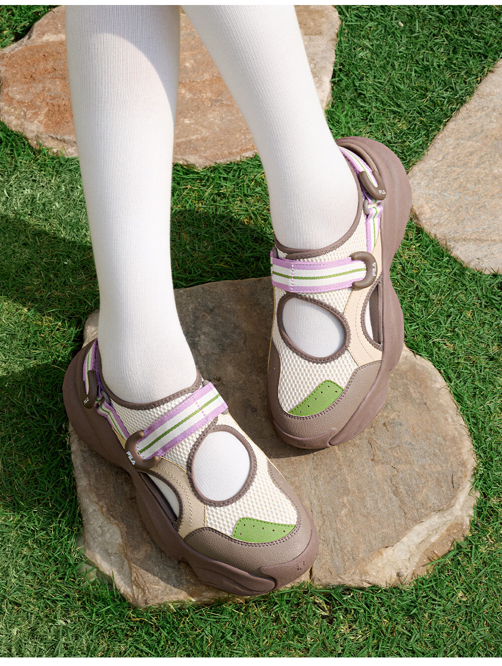 FILA Bagel Sandals Women's Sports Sandals 2026 Summer New Breathable Thick-Soled Beach Sports Shoes 26