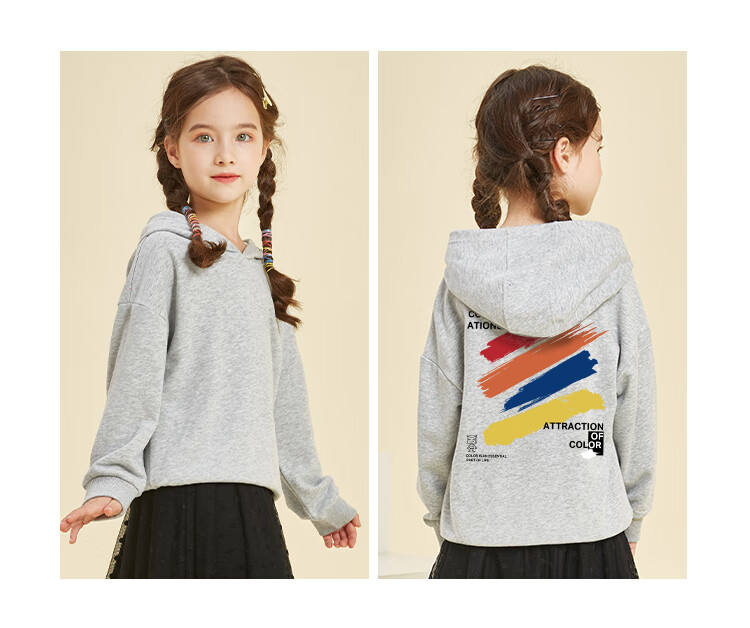 Jeanswest Girls' Sweatshirt, Spring And Autumn Style 2025, Sweet-Style Top for Girls, Children's Hooded Clothing, Casual Autumn Wear for Older Kids 11