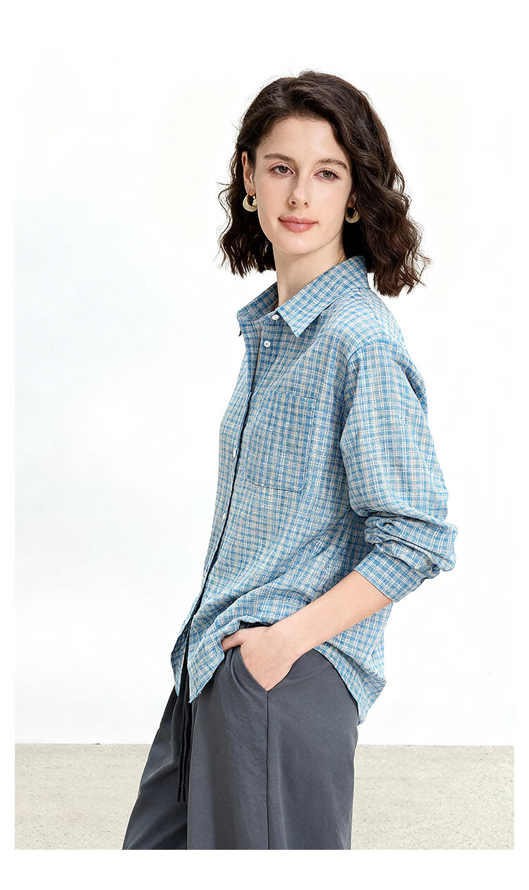 ENC Vintage Artistic Plaid Shirt Classic Trendy Versatile Blouse 2026 Women's Spring Summer Lightweight Sun Protection Top 8