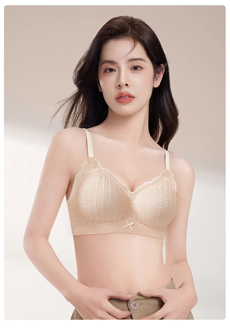 Xueqiman Women's Spring Summer Thin Seamless Nude Sensation Small Bust Push-Up Wireless Anti-Sagging Side Support Beautiful Back Bra 20