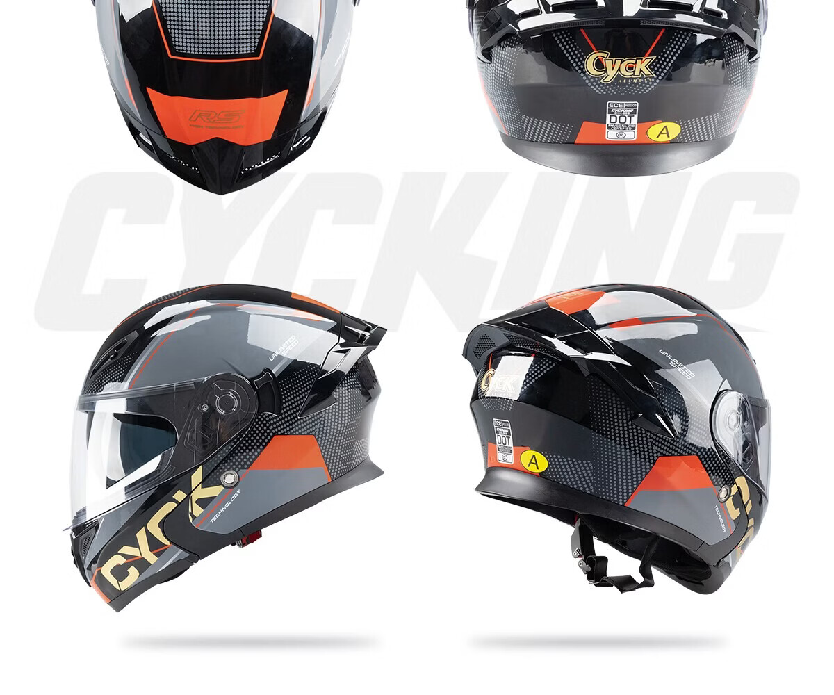 CYCKING Motorcycle Helmet with 3C Certification, Dual Visors, Bluetooth Headset, Unisex Four-Season Riding Full-Face Safety Helmet 20